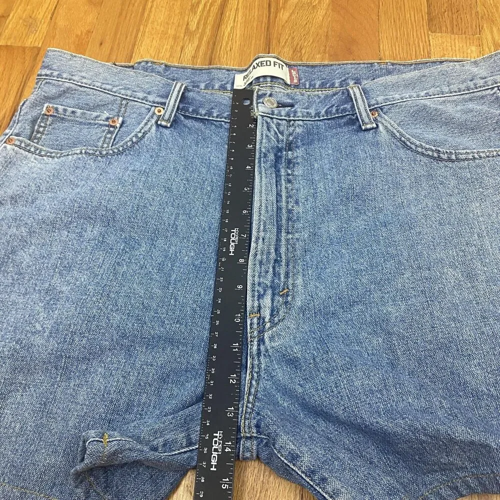 Levis 550 Shorts Mens 42 Blue Relaxed Fit Denim‎ Jean Cutoffs Zipper Fly Casual